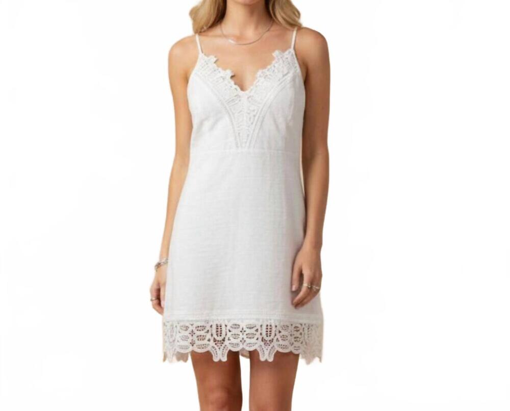 NEW LAUNDRY BY SHELLI SEGAL sleeveless linen crochet trim mini dress in optic wh